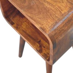 Narrow Nightstand, Open Shelf with Open Shelf and Stain-Based Finish, Wooden Bedside Table for Bedroom, Brown - Aosom UK - thumbnail 4
