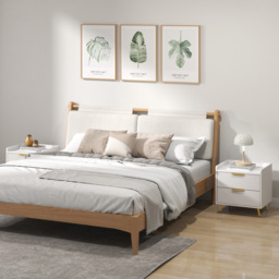 HOMCOM Elegant Two-Drawer Bedside Table Set of 2 - White - thumbnail 2