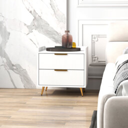 HOMCOM Elegant Two-Drawer Bedside Table Set of 2 - White - thumbnail 7