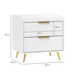 HOMCOM Elegant Two-Drawer Bedside Table Set of 2 - White - thumbnail 3