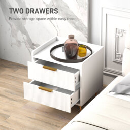 HOMCOM Elegant Two-Drawer Bedside Table Set of 2 - White - thumbnail 5