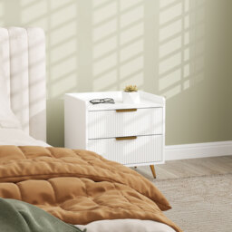 HOMCOM Elegant Two-Drawer Bedside Table Set of 2 - White - thumbnail 8