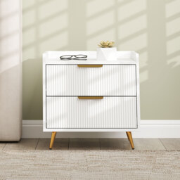 HOMCOM Elegant Two-Drawer Bedside Table Set of 2 - White - thumbnail 9