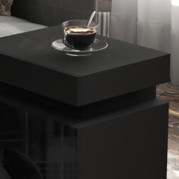 HOMCOM Black Bedside Table with LED Light, High Gloss Front Nightstand with 2 Drawers, for Living Room, Bedroom - thumbnail 9