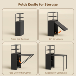 HOMCOM Folding Shelf and Work Table - Black - thumbnail 7