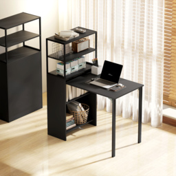 HOMCOM Folding Shelf and Work Table - Black - thumbnail 2