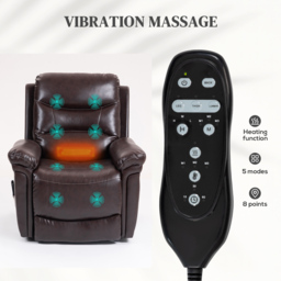 HOMCOM Power Lift Recliner Chair with Vibration Massage, Heat, USB - Brown - thumbnail 5