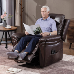 HOMCOM Power Lift Recliner Chair with Vibration Massage, Heat, USB - Brown - thumbnail 8