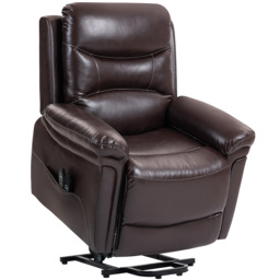 HOMCOM Power Lift Recliner Chair with Vibration Massage, Heat, USB - Brown - thumbnail 1