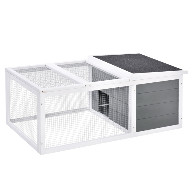 PawHut Indoor Outdoor Wooden Rabbit Hutch Small Animal Cage Pet Run Cover, with UV-resistant Asphalt roof and Water-repellent Paint - image 1