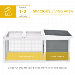PawHut Indoor Outdoor Wooden Rabbit Hutch Small Animal Cage Pet Run Cover, with UV-resistant Asphalt roof and Water-repellent Paint - thumbnail 4