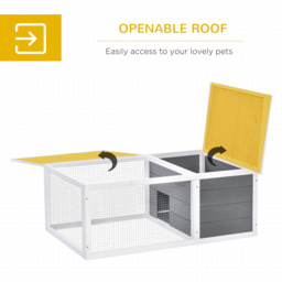 PawHut Indoor Outdoor Wooden Rabbit Hutch Small Animal Cage Pet Run Cover, with UV-resistant Asphalt roof and Water-repellent Paint - thumbnail 5