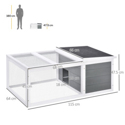 PawHut Indoor Outdoor Wooden Rabbit Hutch Small Animal Cage Pet Run Cover, with UV-resistant Asphalt roof and Water-repellent Paint - thumbnail 3