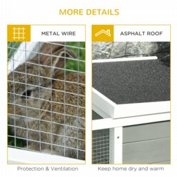 PawHut Indoor Outdoor Wooden Rabbit Hutch Small Animal Cage Pet Run Cover, with UV-resistant Asphalt roof and Water-repellent Paint - thumbnail 6