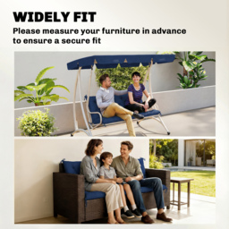 Outsunny 3 Seater Bench Cushion, Garden Chair Cushion with Back and Ties for Indoor and Outdoor Use, 98 x 150 cm, Dark Blue - thumbnail 8