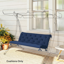 Outsunny 3 Seater Bench Cushion, Garden Chair Cushion with Back and Ties for Indoor and Outdoor Use, 98 x 150 cm, Dark Blue - thumbnail 2