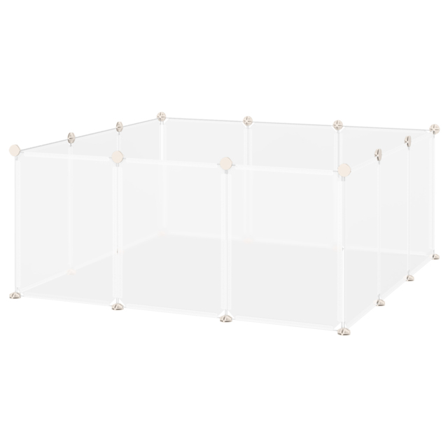 PawHut Portable Pet Playpen DIY Enclosure, 12 Panel Plastic Fence for Bunny, Guinea Pig, Hedgehog, Chinchilla, White - Aosom UK - image 1