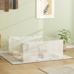 PawHut Portable Pet Playpen DIY Enclosure, 12 Panel Plastic Fence for Bunny, Guinea Pig, Hedgehog, Chinchilla, White - Aosom UK - thumbnail 2