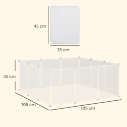PawHut Portable Pet Playpen DIY Enclosure, 12 Panel Plastic Fence for Bunny, Guinea Pig, Hedgehog, Chinchilla, White - Aosom UK - thumbnail 3