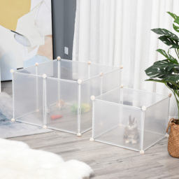 PawHut Portable Pet Playpen DIY Enclosure, 12 Panel Plastic Fence for Bunny, Guinea Pig, Hedgehog, Chinchilla, White - Aosom UK - thumbnail 9