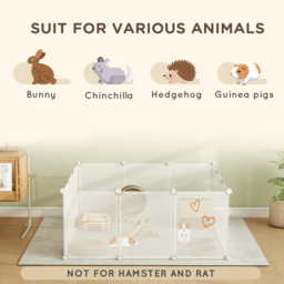 PawHut Portable Pet Playpen DIY Enclosure, 12 Panel Plastic Fence for Bunny, Guinea Pig, Hedgehog, Chinchilla, White - Aosom UK - thumbnail 5