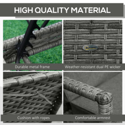 Outsunny Rattan Sun Lounger Garden Lounger Rattan Wicker w/ 4-Level Adjustable Headrest, 52.5H x 192L x 62.5W - Aosom UK - thumbnail 6