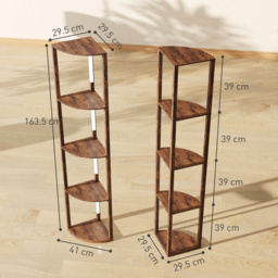 HOMCOM Floor Standing Lamp with Shelves, LED Floor Lamp with 3000K Dimmable Warm White Light for Living Room Bedroom, Rustic Brown - Aosom UK - thumbnail 3