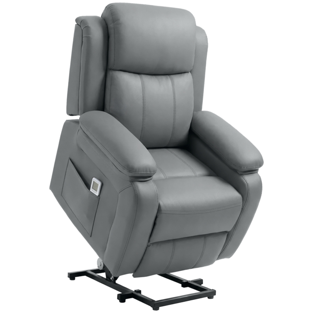 HOMCOM Electric Power Lift Recliner Chair Vibration Massage Reclining Chair with Remote Control and Side Pocket, Grey - image 1