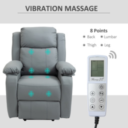HOMCOM Electric Power Lift Recliner Chair Vibration Massage Reclining Chair with Remote Control and Side Pocket, Grey - thumbnail 6