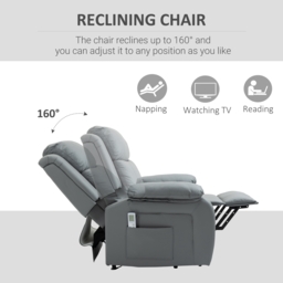 HOMCOM Electric Power Lift Recliner Chair Vibration Massage Reclining Chair with Remote Control and Side Pocket, Grey - thumbnail 5