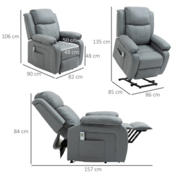 HOMCOM Electric Power Lift Recliner Chair Vibration Massage Reclining Chair with Remote Control and Side Pocket, Grey - thumbnail 3