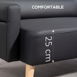 HOMCOM Small Faux Leather 2 Seater Sofa Settee - Black - thumbnail 4