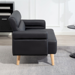 HOMCOM Small Faux Leather 2 Seater Sofa Settee - Black - thumbnail 8