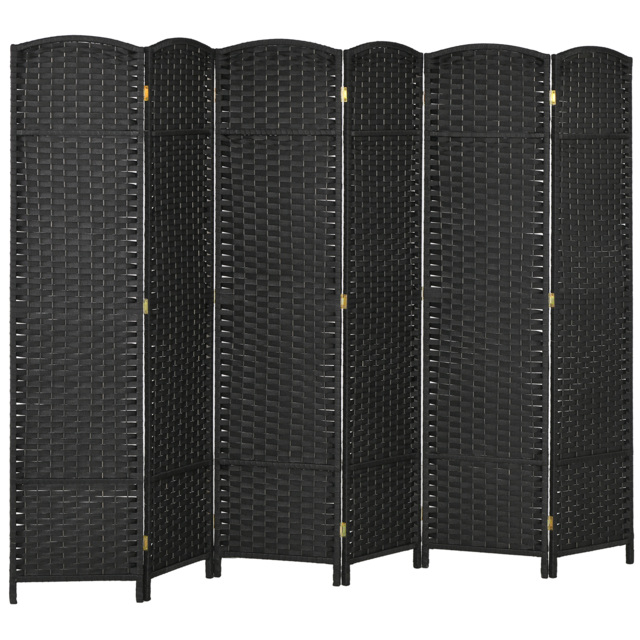 HOMCOM 6 Panel Folding Room Divider, Freestanding Privacy Screen for Living Room, Bedroom and Office, 240 x 170cm, Black - image 1