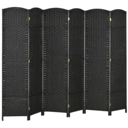HOMCOM 6 Panel Folding Room Divider, Freestanding Privacy Screen for Living Room, Bedroom and Office, 240 x 170cm, Black - thumbnail 1