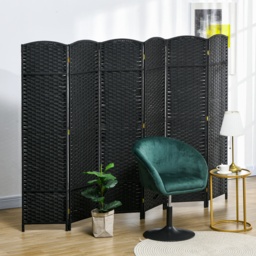 HOMCOM 6 Panel Folding Room Divider, Freestanding Privacy Screen for Living Room, Bedroom and Office, 240 x 170cm, Black - thumbnail 9