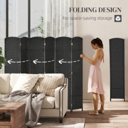 HOMCOM 6 Panel Folding Room Divider, Freestanding Privacy Screen for Living Room, Bedroom and Office, 240 x 170cm, Black - thumbnail 5