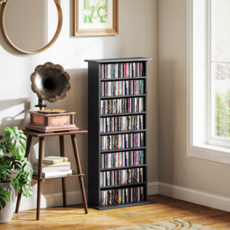 HOMCOM 360 CD/185 DVD/185 Blu-ray Storage Unit - Black - thumbnail 2