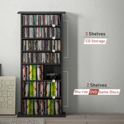 HOMCOM 360 CD/185 DVD/185 Blu-ray Storage Unit - Black - thumbnail 8