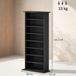 HOMCOM 360 CD/185 DVD/185 Blu-ray Storage Unit - Black - thumbnail 3