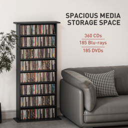HOMCOM 360 CD/185 DVD/185 Blu-ray Storage Unit - Black - thumbnail 4