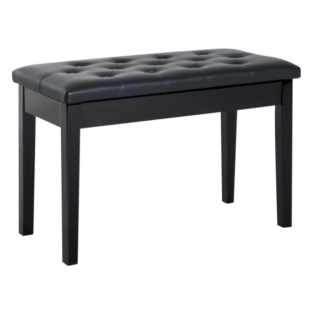 HOMCOM Elegant Piano Bench with Storage, PU Leather Upholstered Dressing Table Stool, 76x36x50cm, Black - Aosom UK - image 1
