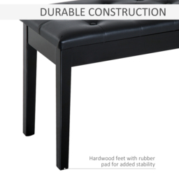 HOMCOM Elegant Piano Bench with Storage, PU Leather Upholstered Dressing Table Stool, 76x36x50cm, Black - Aosom UK - thumbnail 6