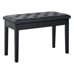 HOMCOM Elegant Piano Bench with Storage, PU Leather Upholstered Dressing Table Stool, 76x36x50cm, Black - Aosom UK