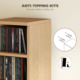 HOMCOM Set of 2 CD Media Display Shelf Unit Tower Rack with Adjustable Shelves, Natural - thumbnail 7