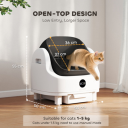 PawHut Self Cleaning Cat Litter Tray Top Opening Design, Automatic Litter Box More Space with Integrated Security Protection - thumbnail 3