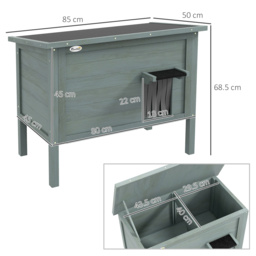PawHut Outdoor Cat House, Wooden Insulated with Removable Floor, Waterproof & Openable Roof, Charcoal Grey - Aosom UK - thumbnail 3