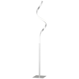 HOMCOM Dimmable Floor Lamp for Living Room, Modern Spiral Standing Lamp with 3 Adjustable Brightness and Square Base, Silver - Aosom UK