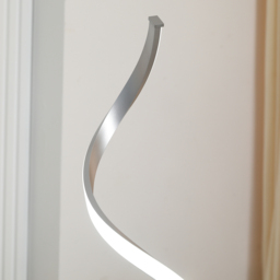 HOMCOM Dimmable Floor Lamp for Living Room, Modern Spiral Standing Lamp with 3 Adjustable Brightness and Square Base, Silver - Aosom UK - thumbnail 8