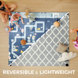 AIYAPLAY Foldable Baby Play Mat, Baby Playpen, Reversible Foam Playmat, Floor Mats for Toddlers, Traffic and Grey Diamond Theme - thumbnail 5